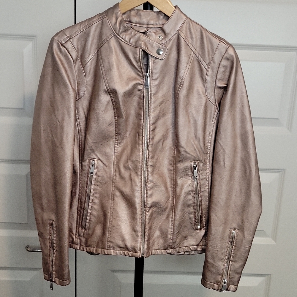 Baccini Women's Champaigne Metallic Vegan Leather Jacket